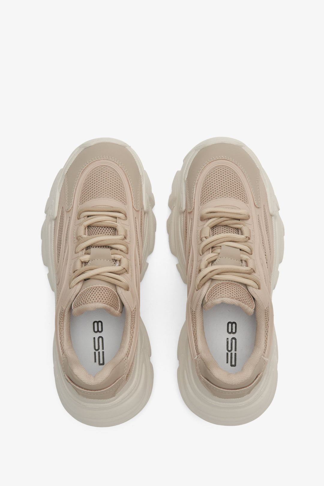 Women's light brown chunky platform sneakers ES 8 - presentation from above.