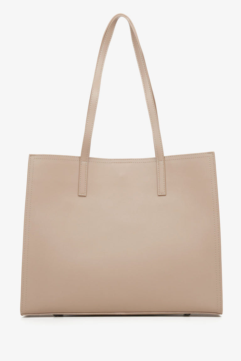 Estro beige shopper bag - back view.