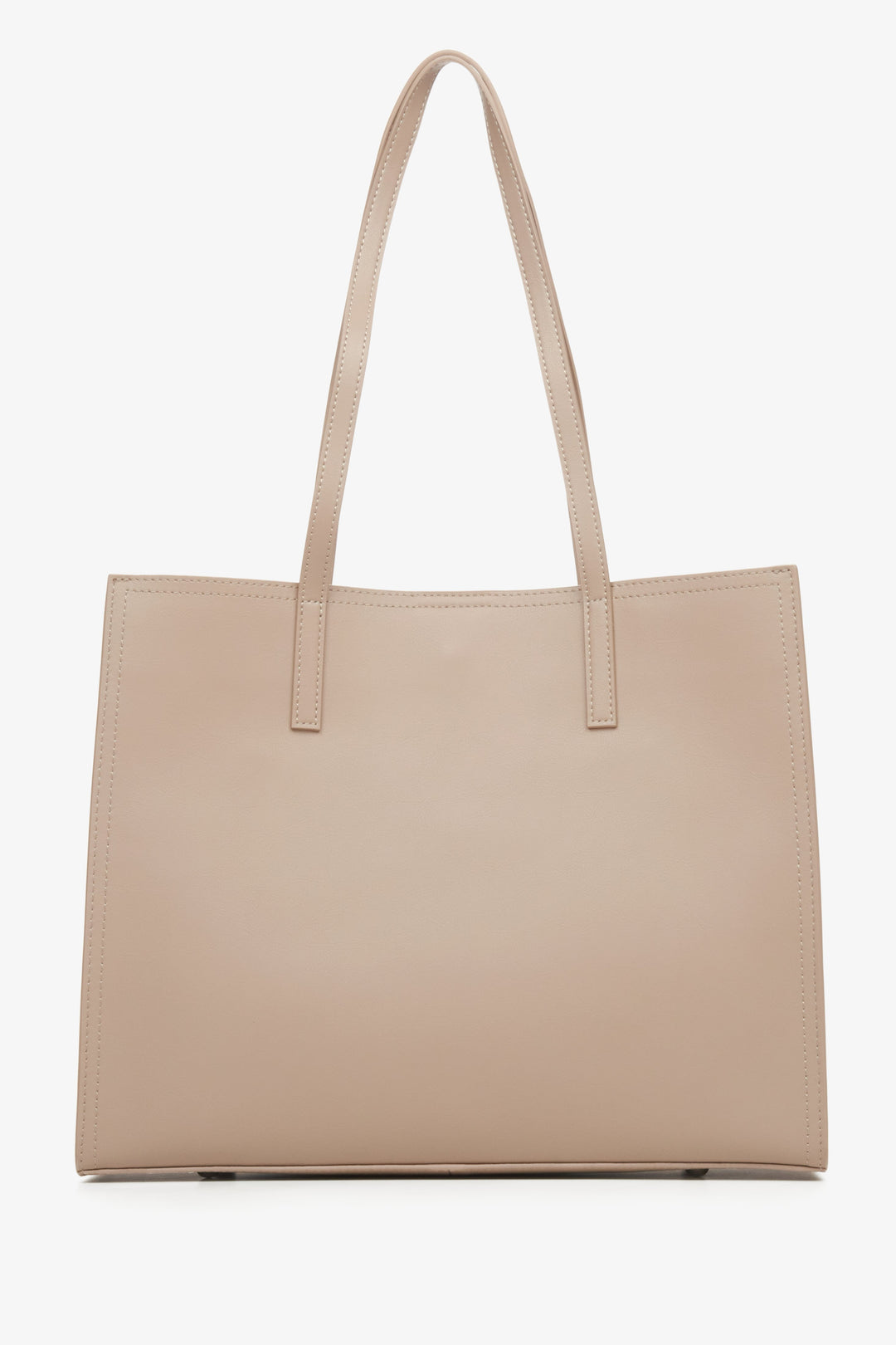 Estro beige shopper bag - back view.