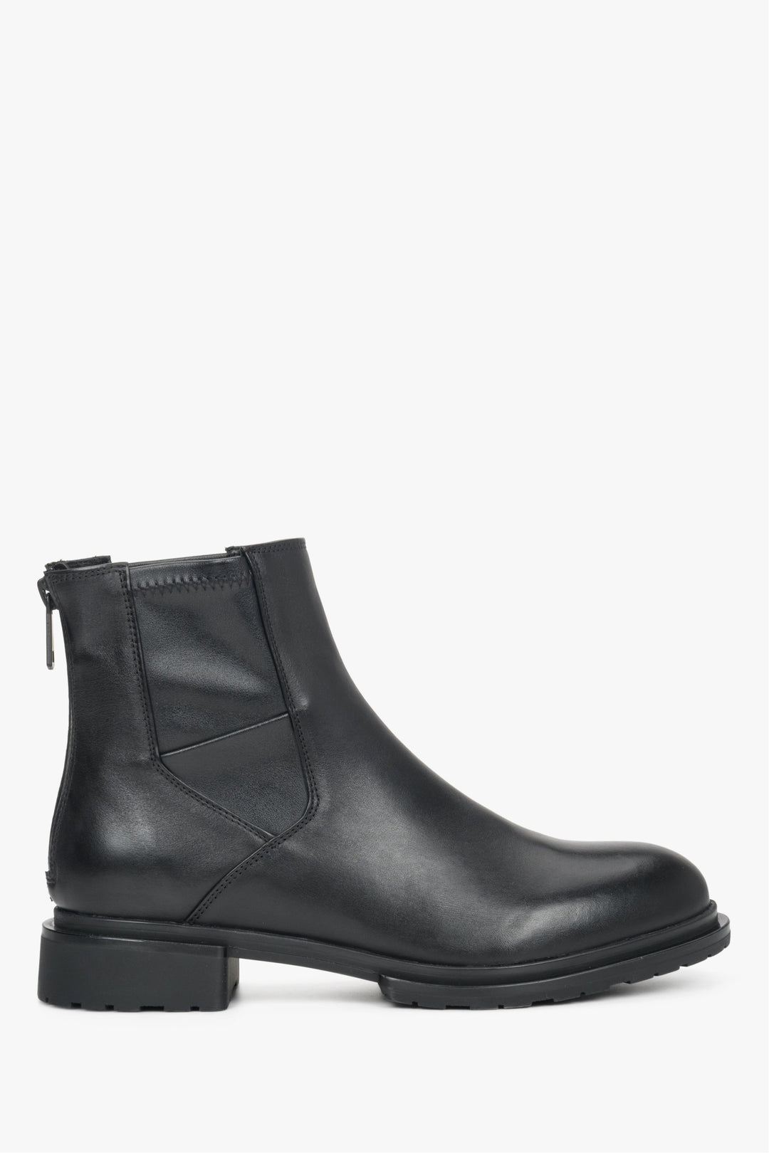 Women's Black Boots made of Genuine Leather with a Zipper Estro ER00110372.