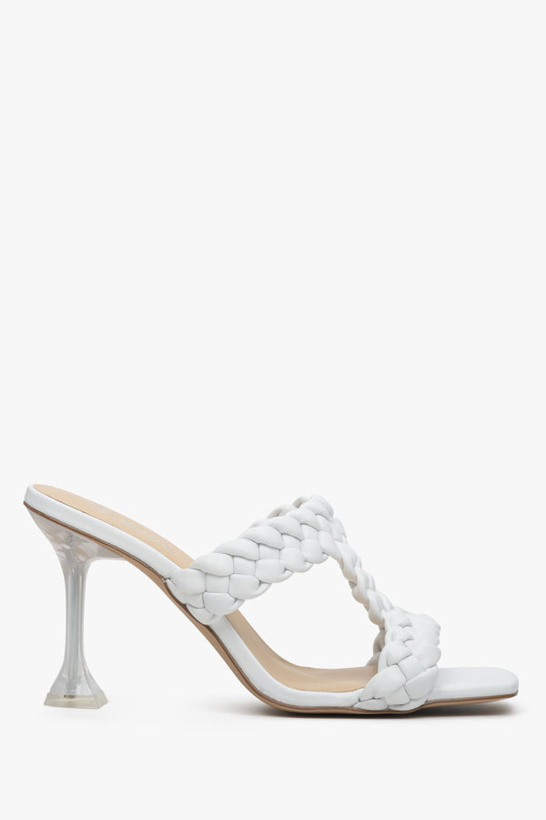 Women's White Heeled Mules with Open Toe Estro ER00113400