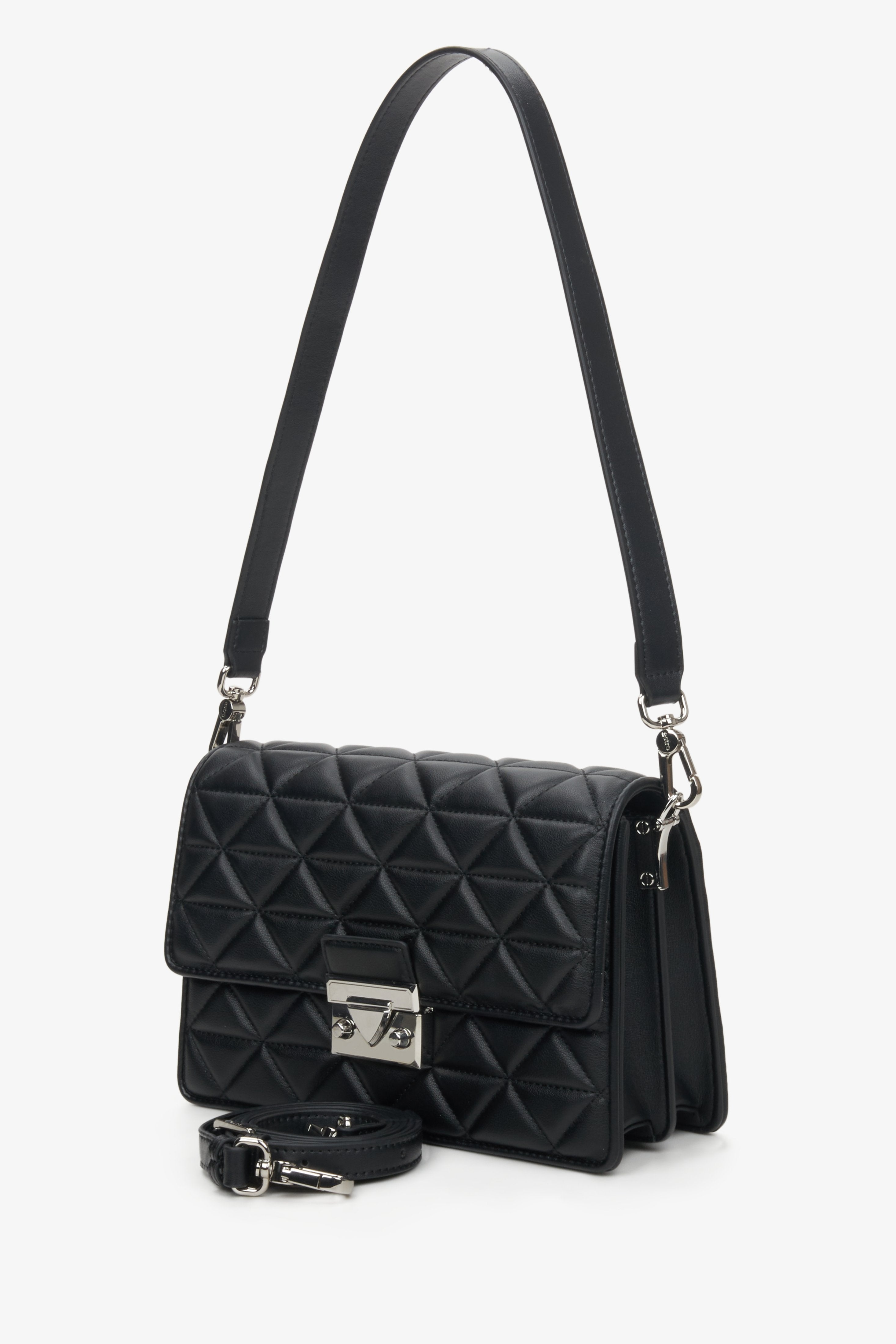 Women's Estro black leather shoulder bag.