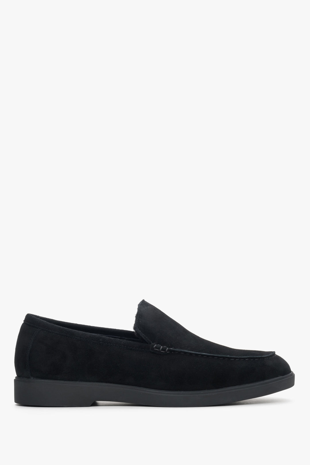 Men's Black Loafers made of Genuine Velour for Winter Estro ER00114125.