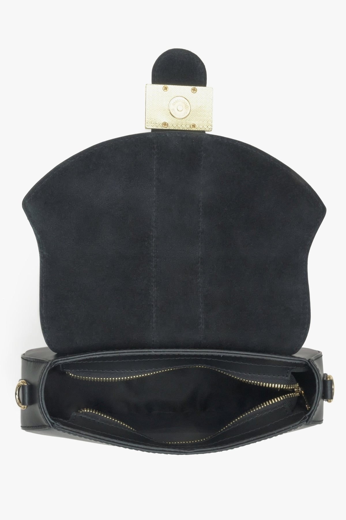 Women's black Estro bag - interior view.