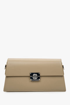 Women's Beige Chain Handbag made of Genuine Leather Estro ER00112501