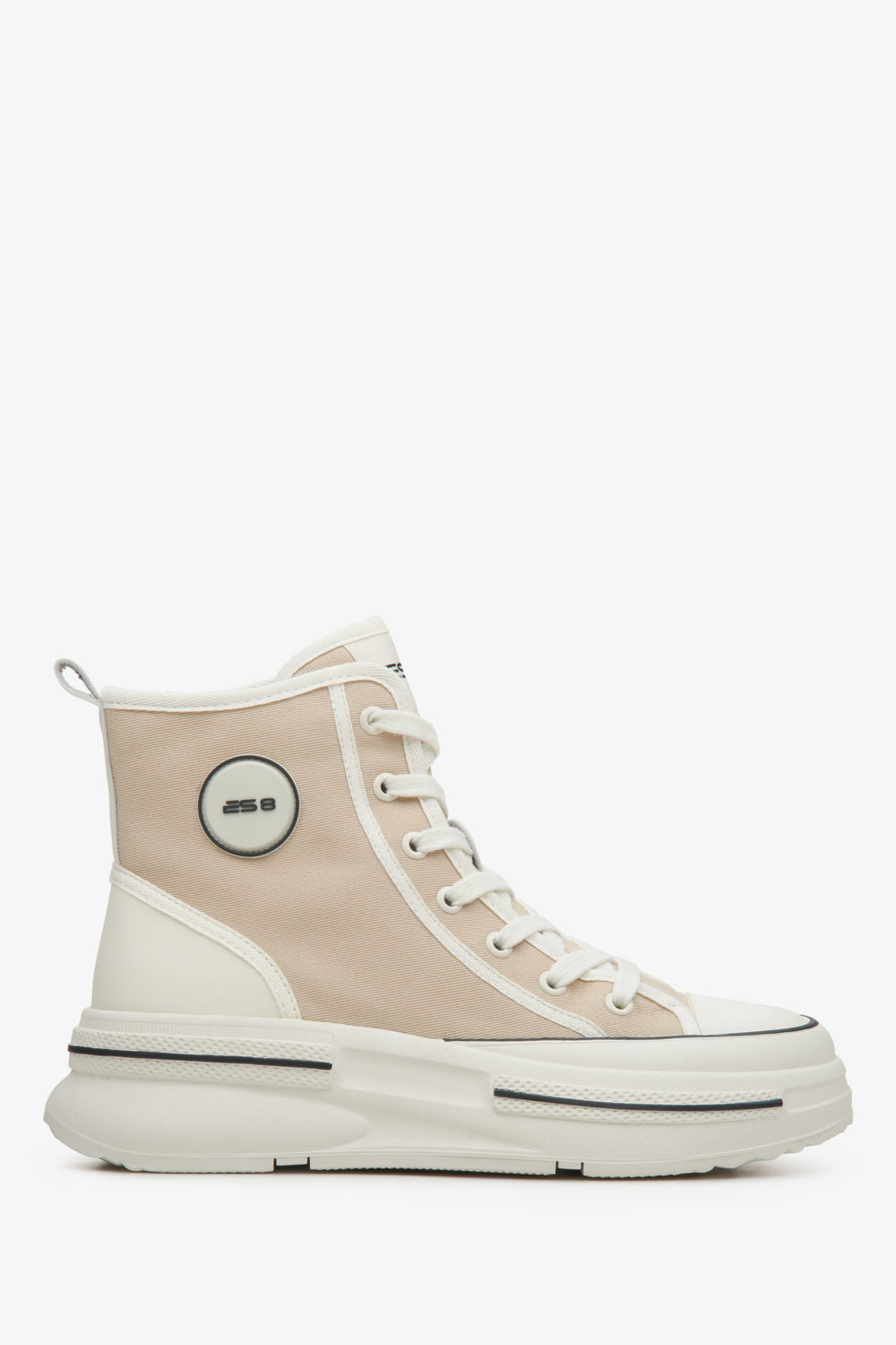 Women's Beige High-Top Sneakers made of Soft Textiles ES 8 ER00114604.