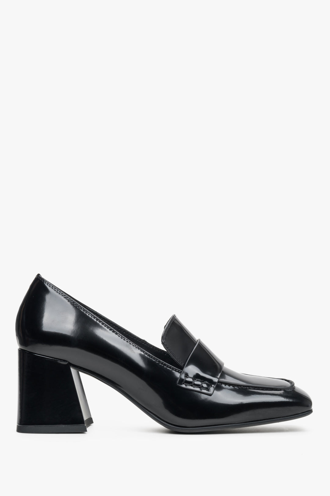 Women's Black Patent Leather Block Heel Pumps Estro ER00113582.