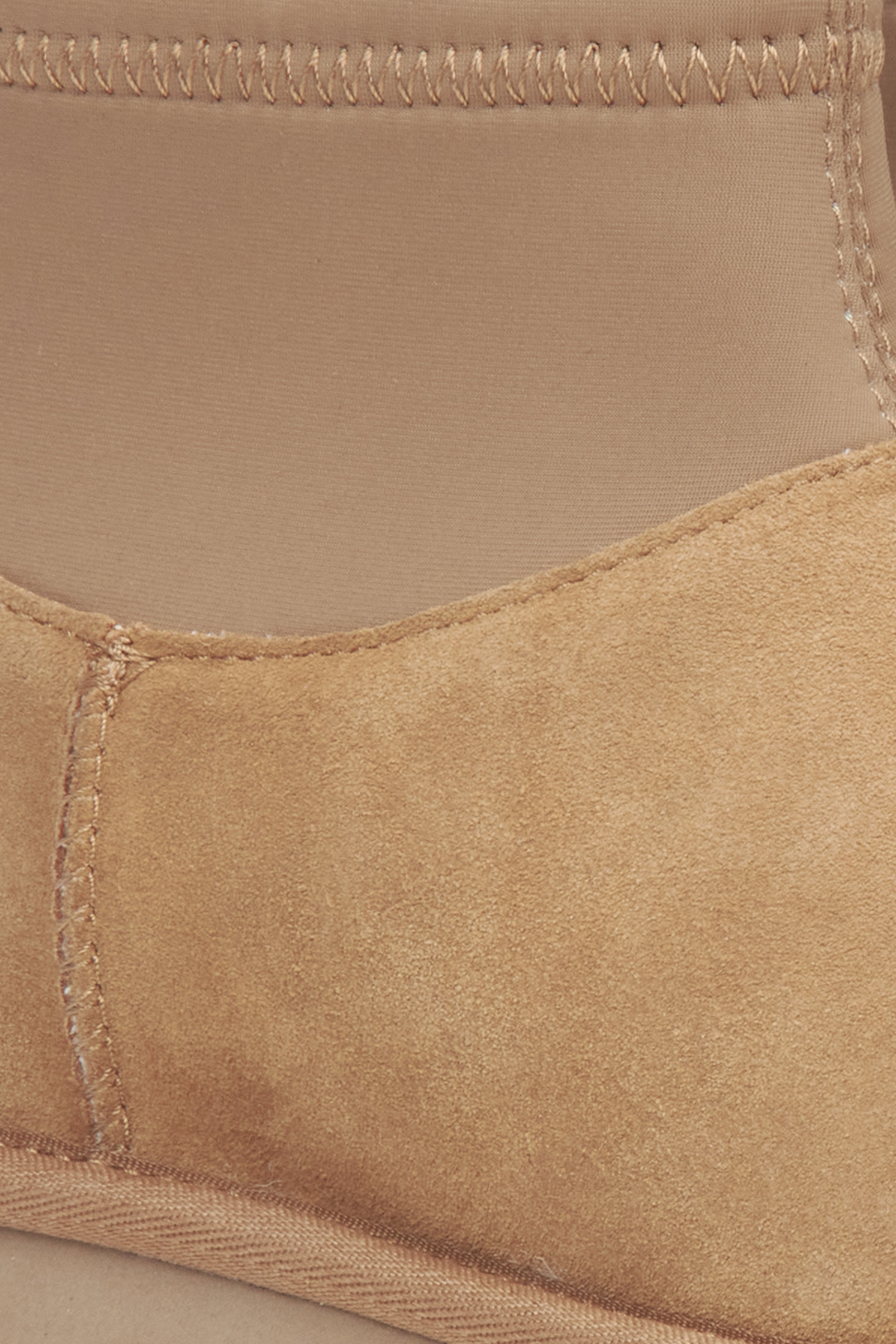 Women's Cozy Snow Boots in Beige Velour by Estro - details.