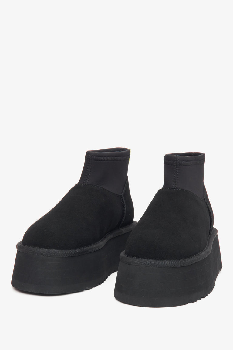 Estro Women's Snow Boots Crafted from Soft Black Velour.