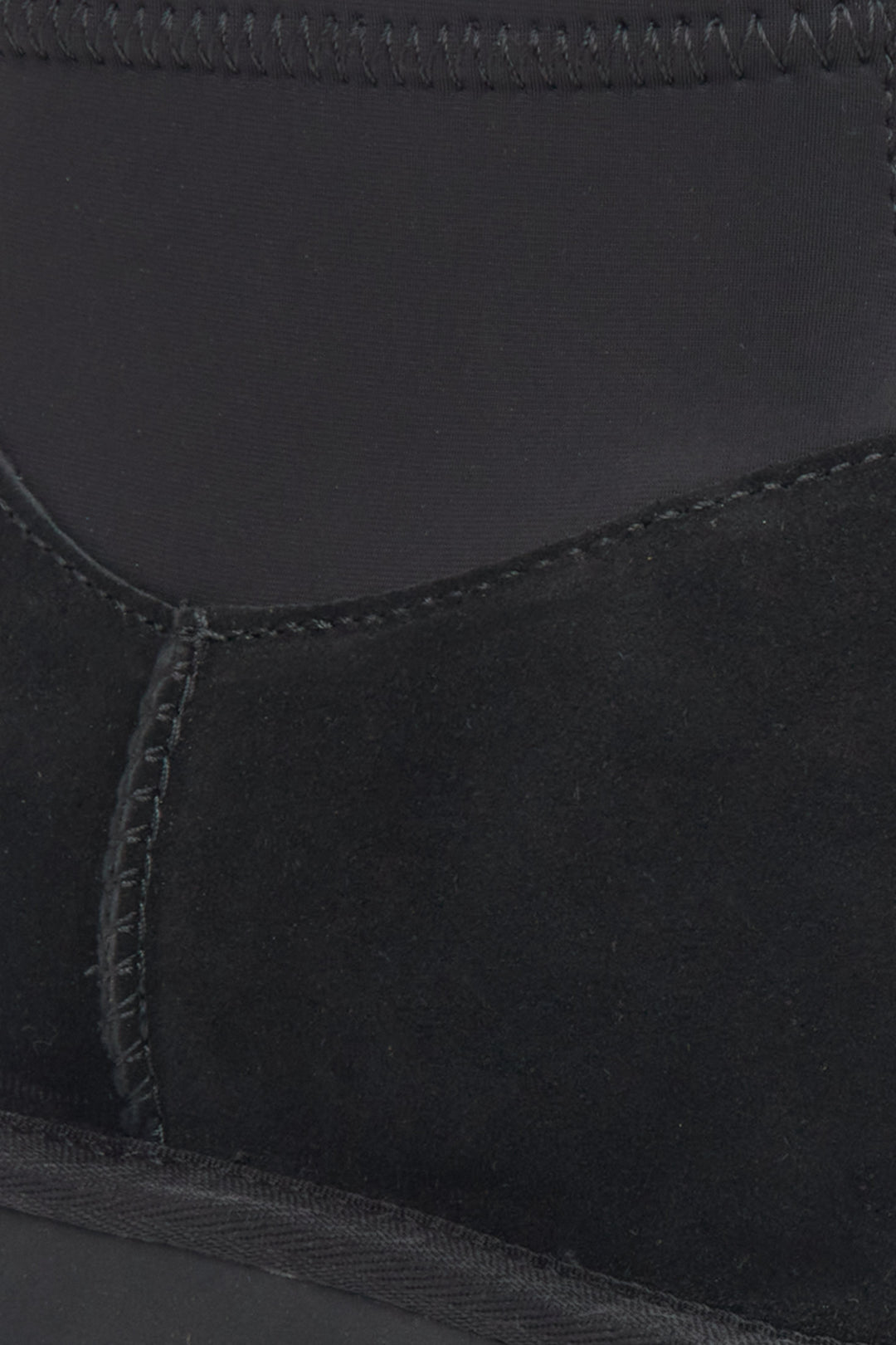 Women's Cozy Snow Boots in Black Velour by Estro - details.