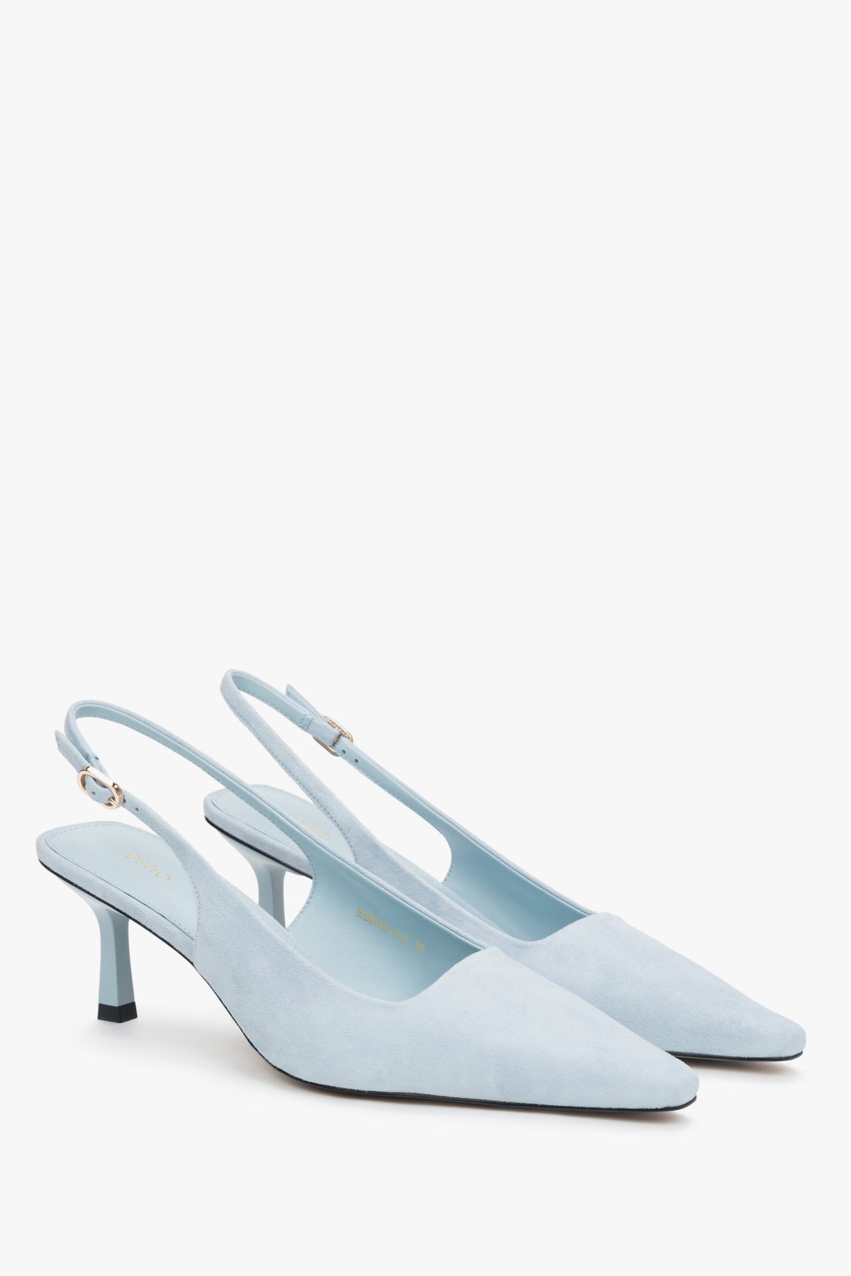 Light blue velour slingbacks by estro.