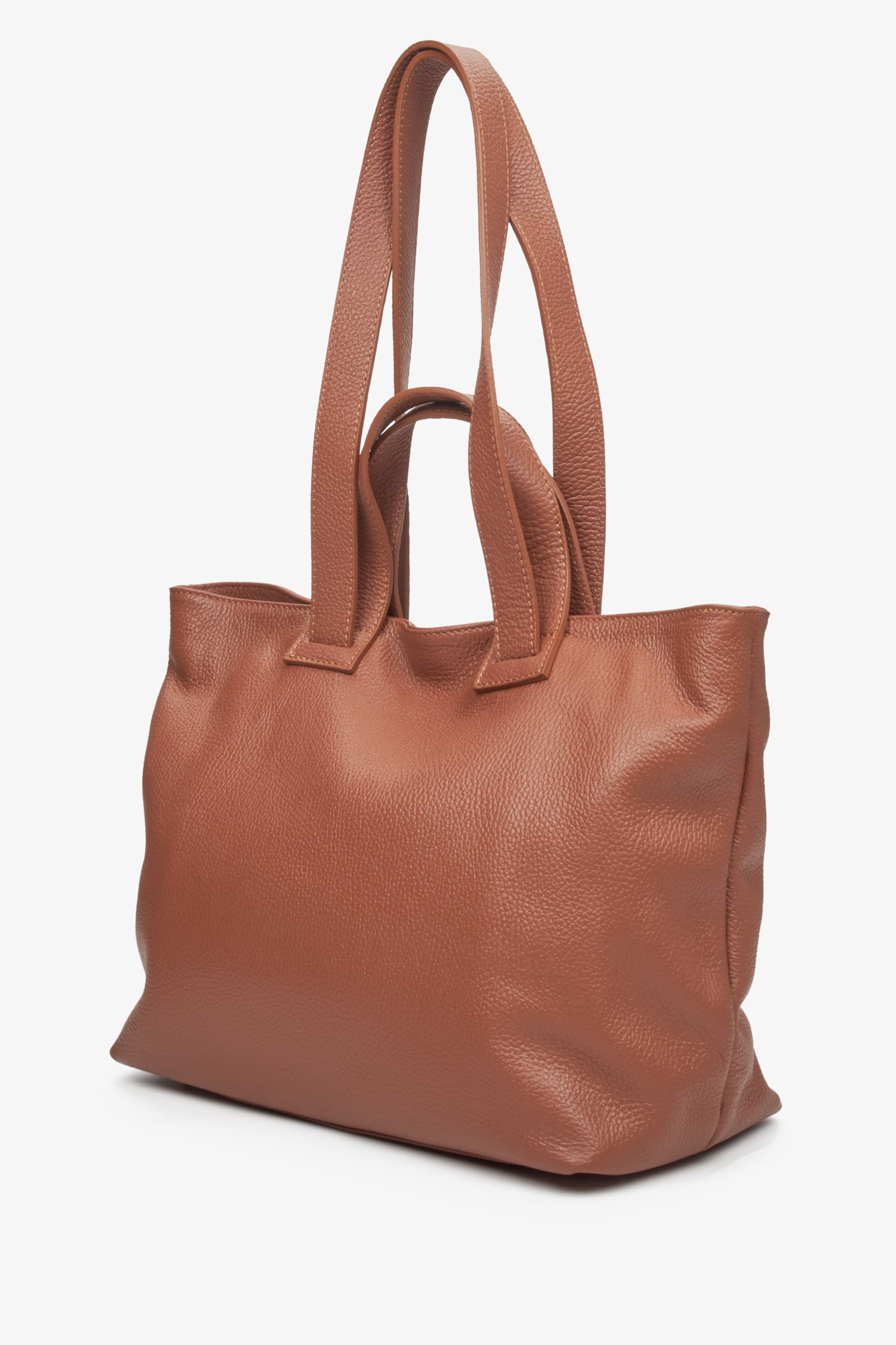 Women's brown handbag made from genuine leather by Estro.