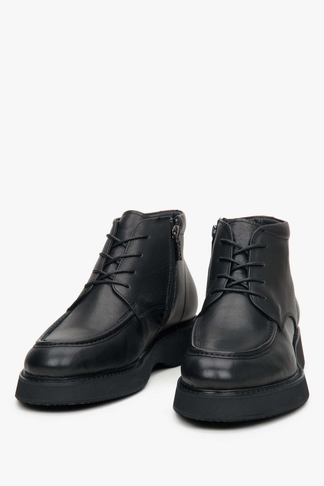 Men's black leather boots by Estro.