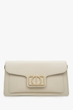 Women's Milky-Beige Shoulder Bag with Golden Hardware made of Italian Genuine Leather Estro ER00114786.