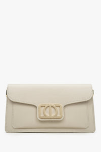 Women's Milky-Beige Shoulder Bag with Golden Hardware made of Italian Genuine Leather Estro ER00114786.