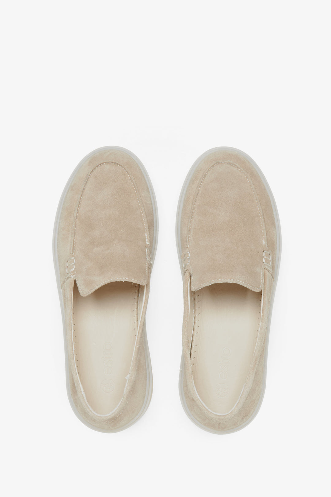 Women's beige loafers mage of premium Italian velour.