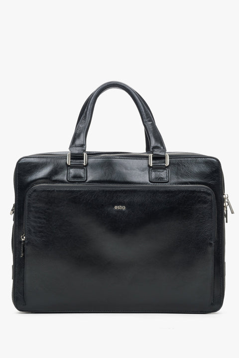 Men's Black Briefcase made of Genuine Leather Estro ER00114201.