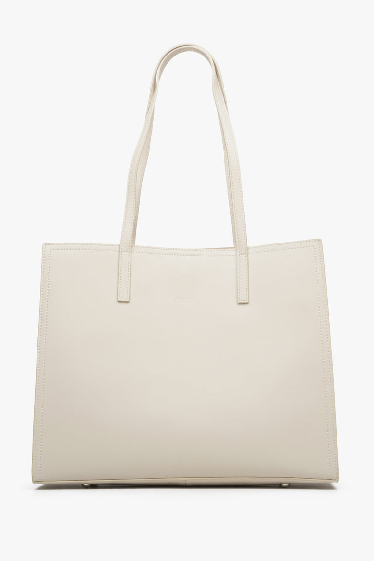 Light beige leather women's shopper bag.