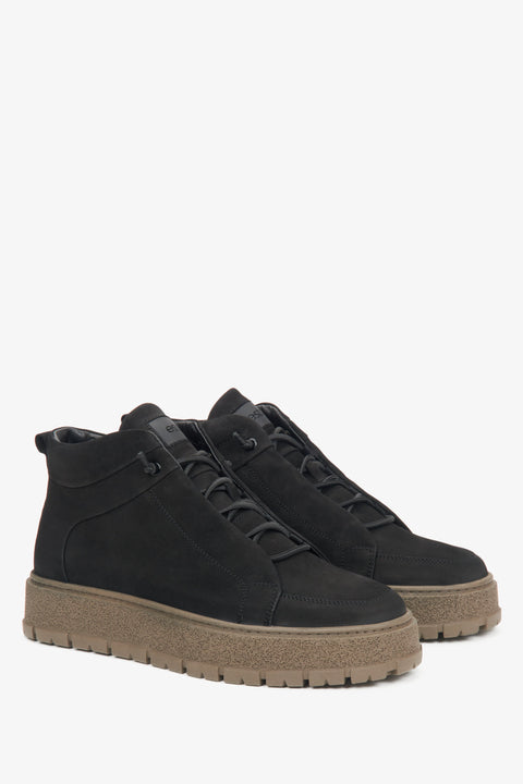 Men's high-top sneakers by Estro in black nubuck.