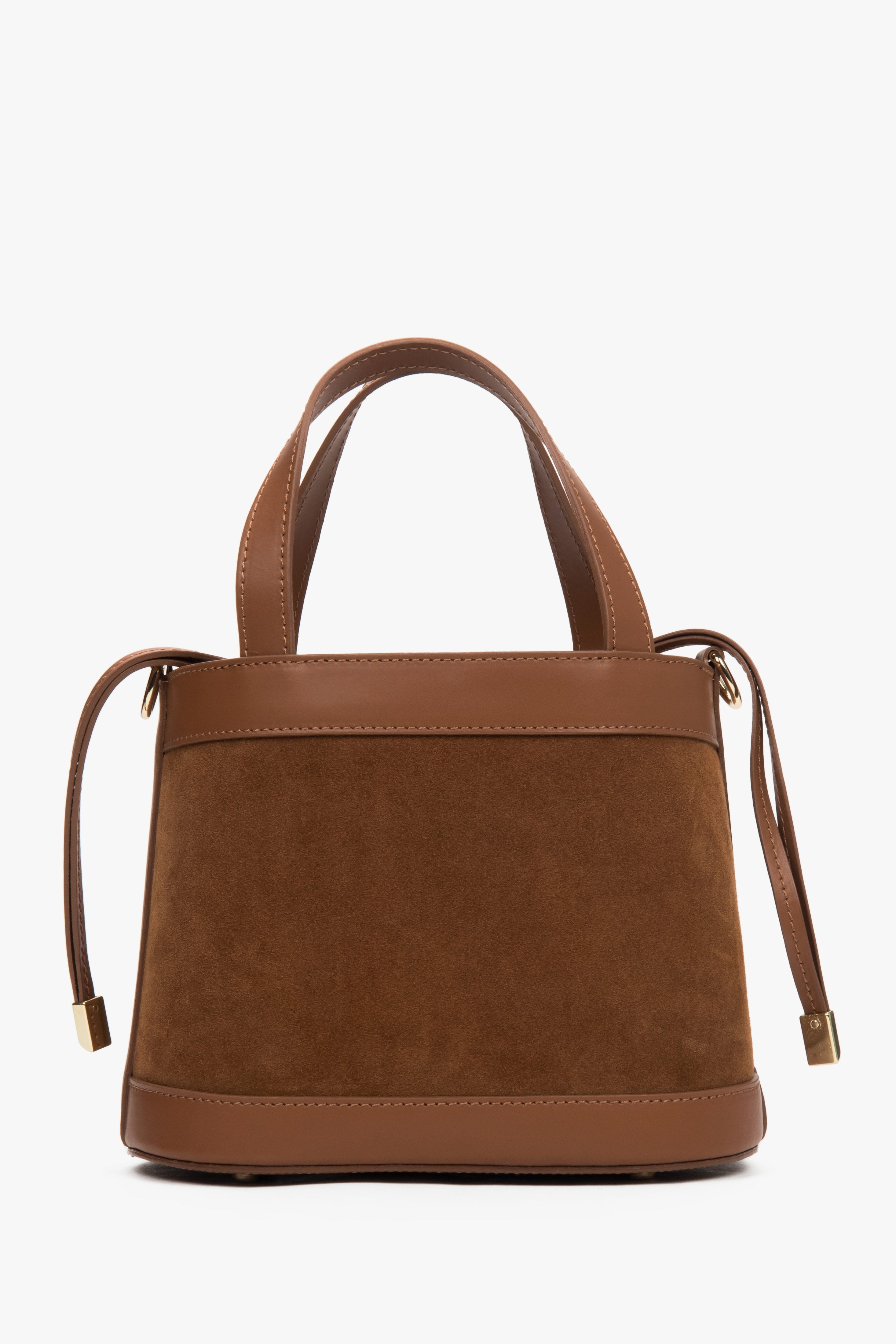 Brown women's handbag in the shape of a briefcase, made of italian velour and leather – estro.
