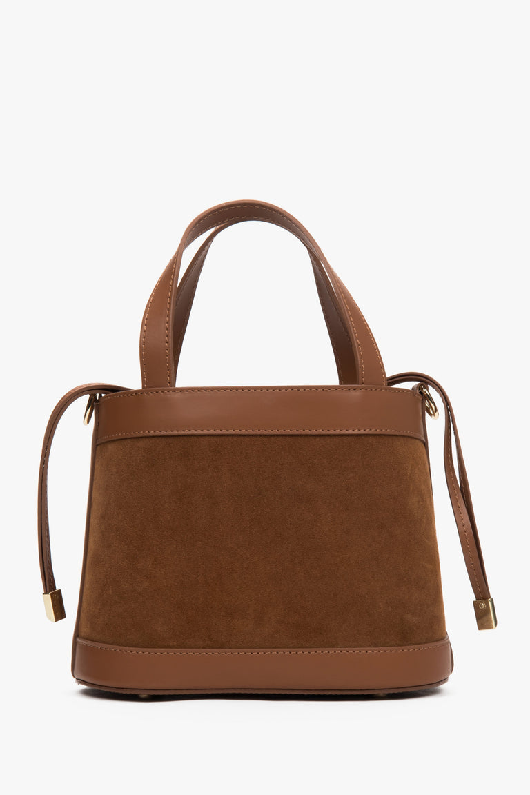 Brown women's handbag in the shape of a briefcase, made of italian velour and leather – estro.