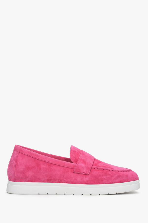 Women's Pink Moccasins made of Genuine Velour Estro ER00112673.