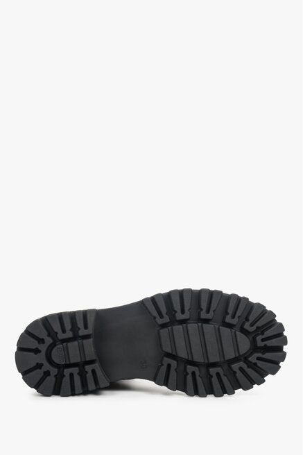 Sztyblety damskie w kolorze czarnym ze skóry naturalnej Estro - shoe sole.