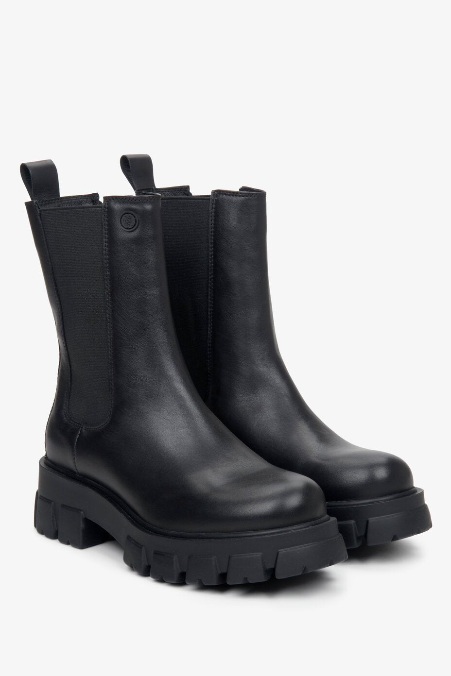 Women's black leather boots by Estro for fall.