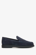 Men's Dark Blue Loafers made of Premium Italian Genuine Velour Estro ER00115835.