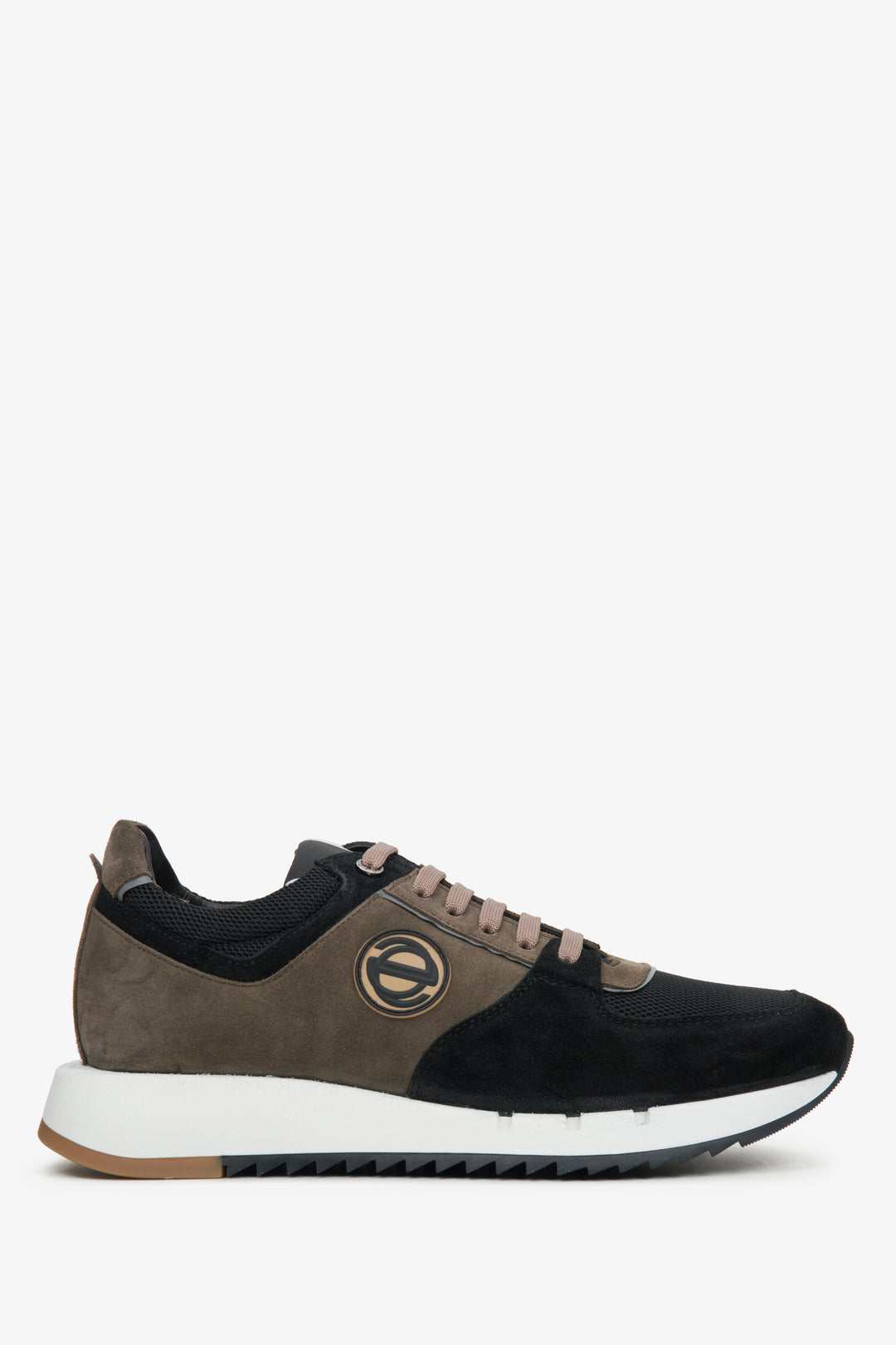 Men's Black & Brown Velour Sneakers with Elastic Sole Estro ER00114572.