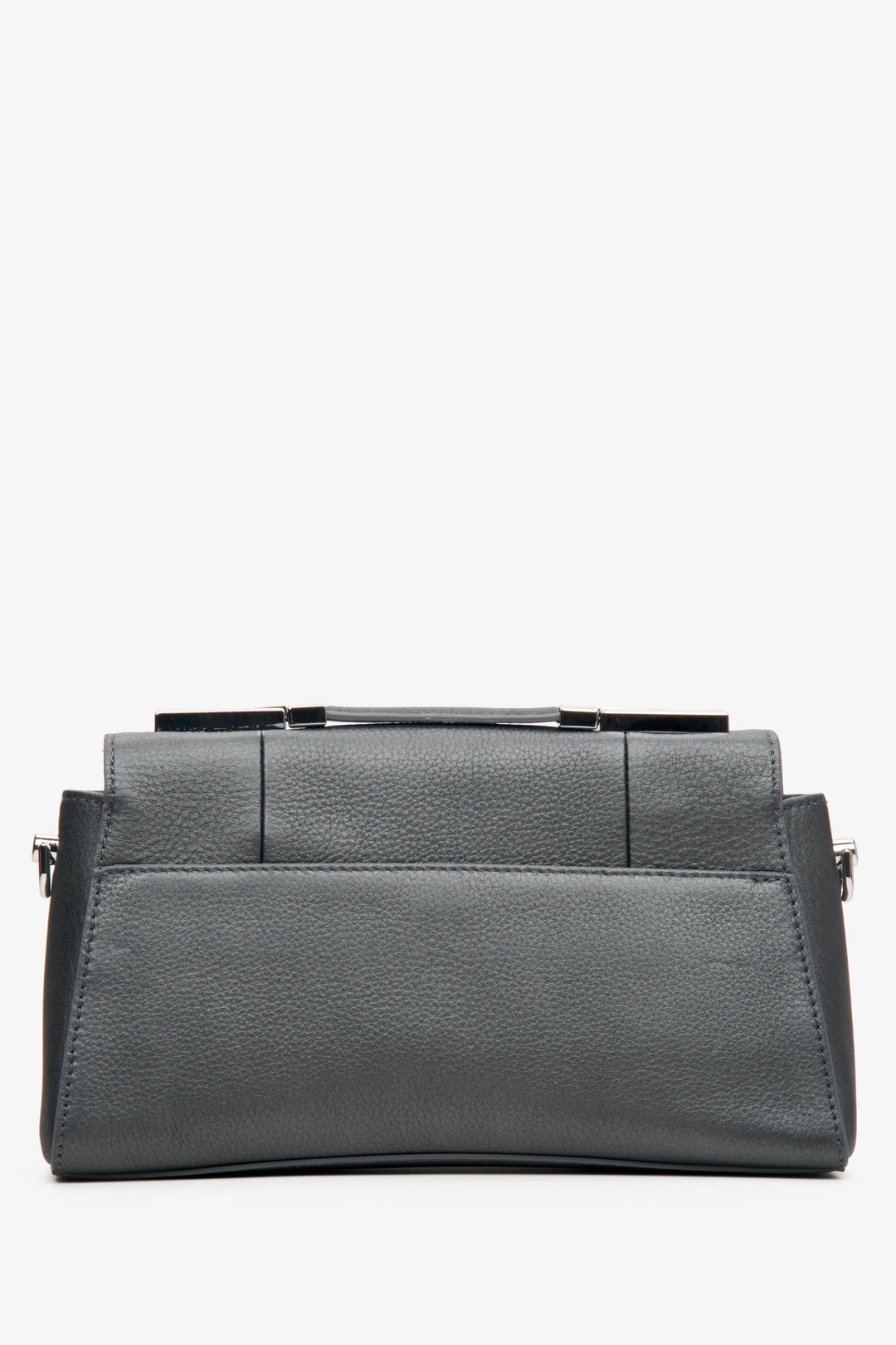 Women's dark grey shoulder bag made of genuine leather by Estro.