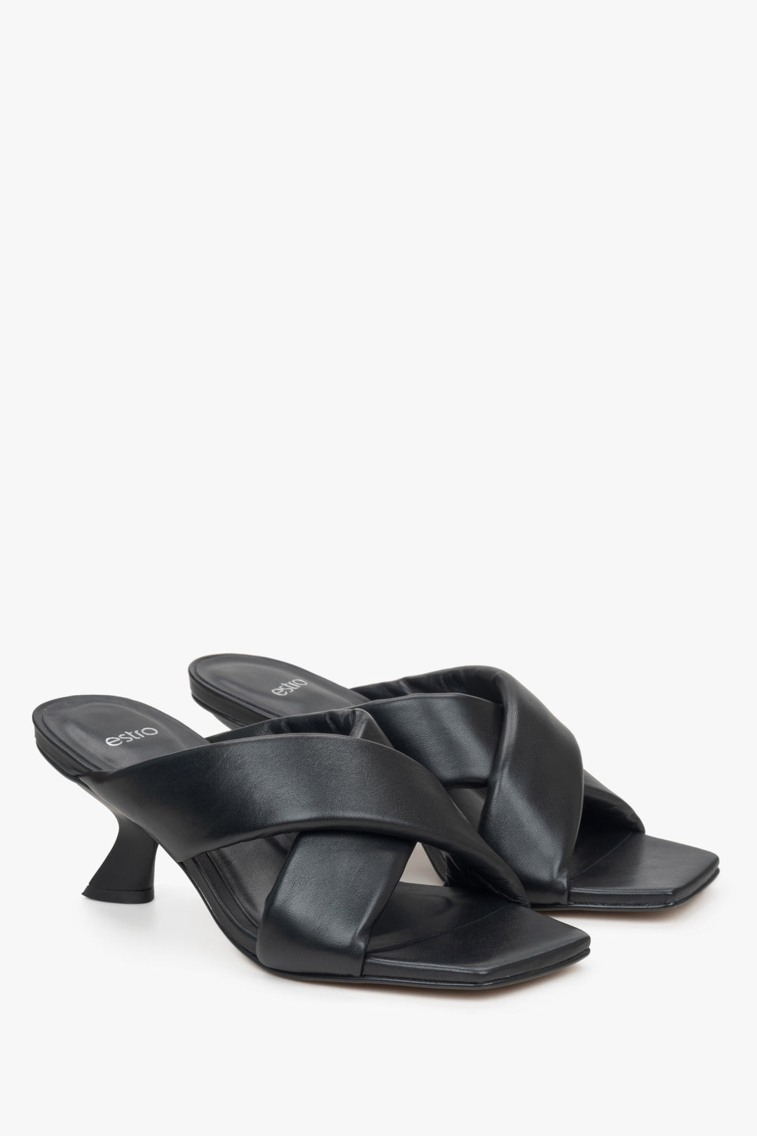 Black Low-Heeled Slide Sandals for Women