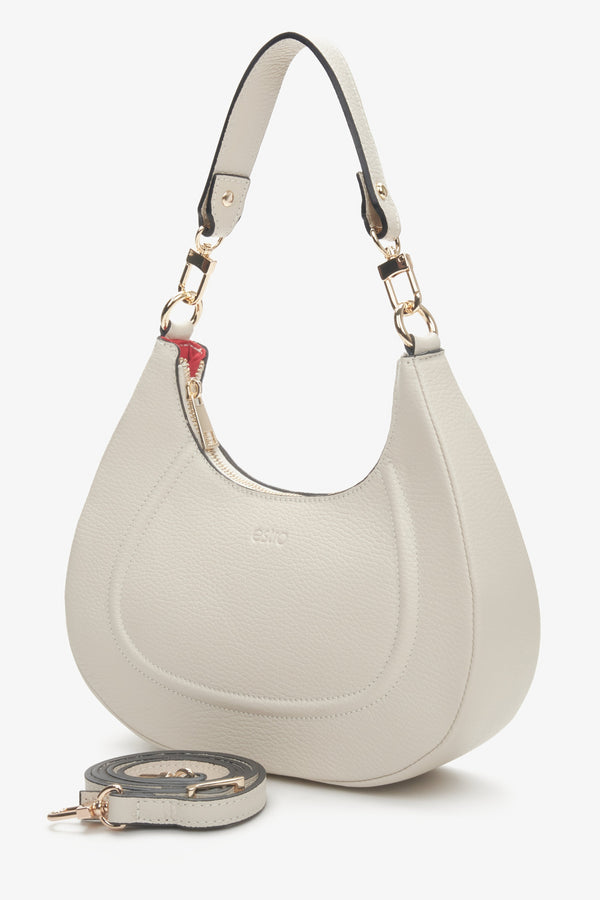 Light beige leather shoulder bag Estro.