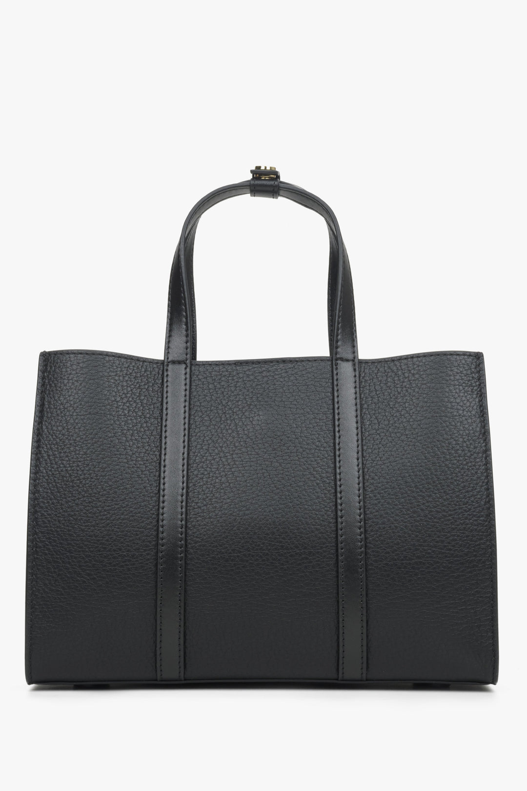 Black leather shopper bag by Estro.