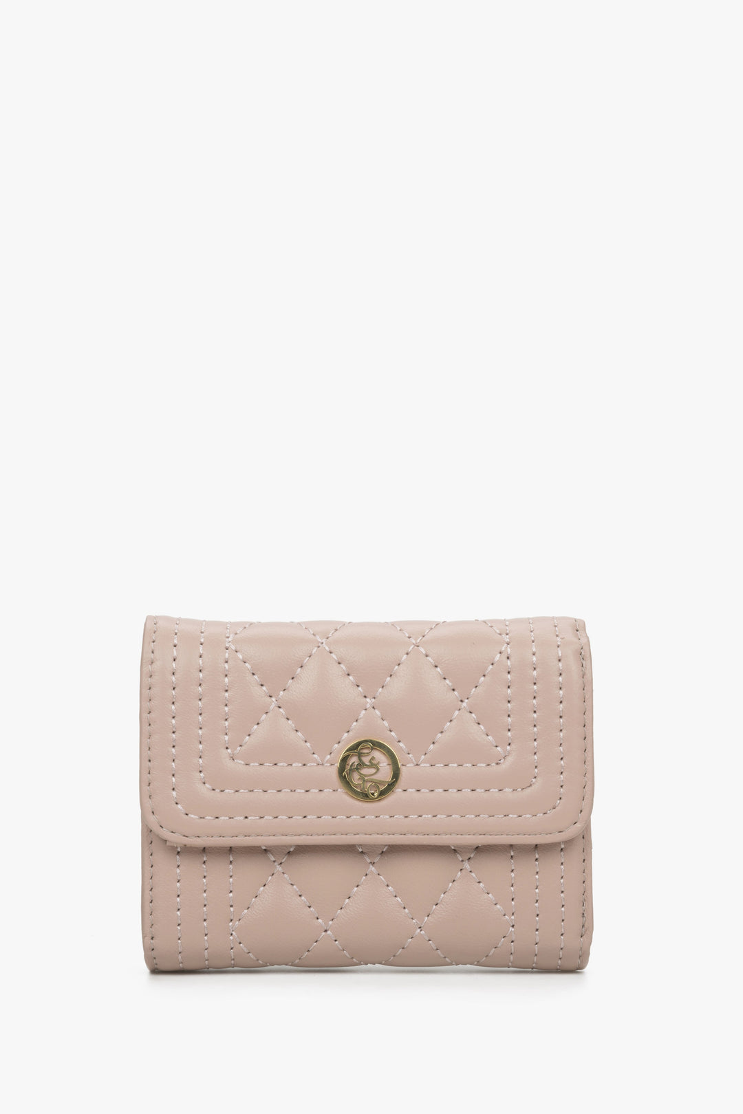 Women's Tri-Fold Light Pink Wallet with Golden Accents Estro ER00114469.