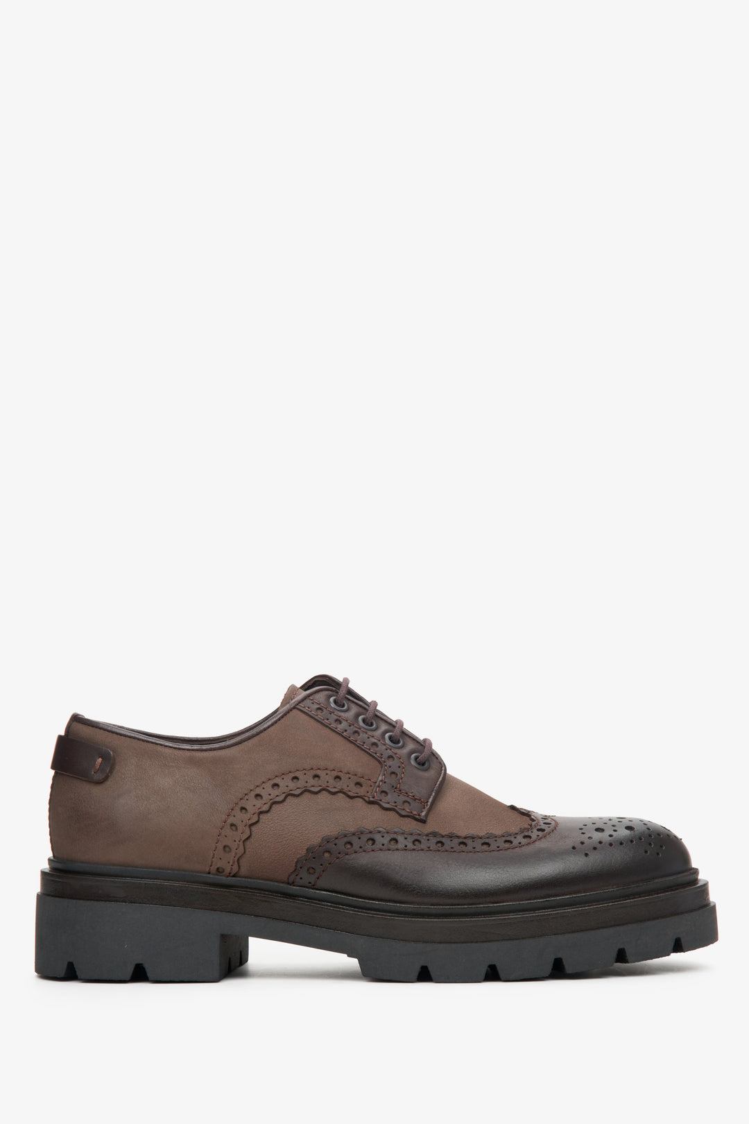 Men's Brown Leather Oxford Boots with Lacing Estro ER00113793.