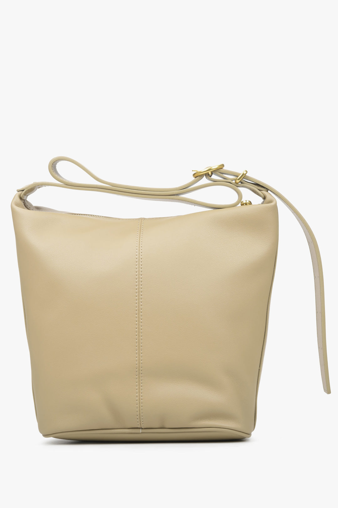 Beige leather bucket style Estro bag.