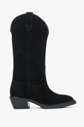 Premium Italian Velour Tall Black Cowboy Boots for Women Estro ER00118119.