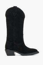 Premium Italian Velour Tall Black Cowboy Boots for Women Estro ER00118119.