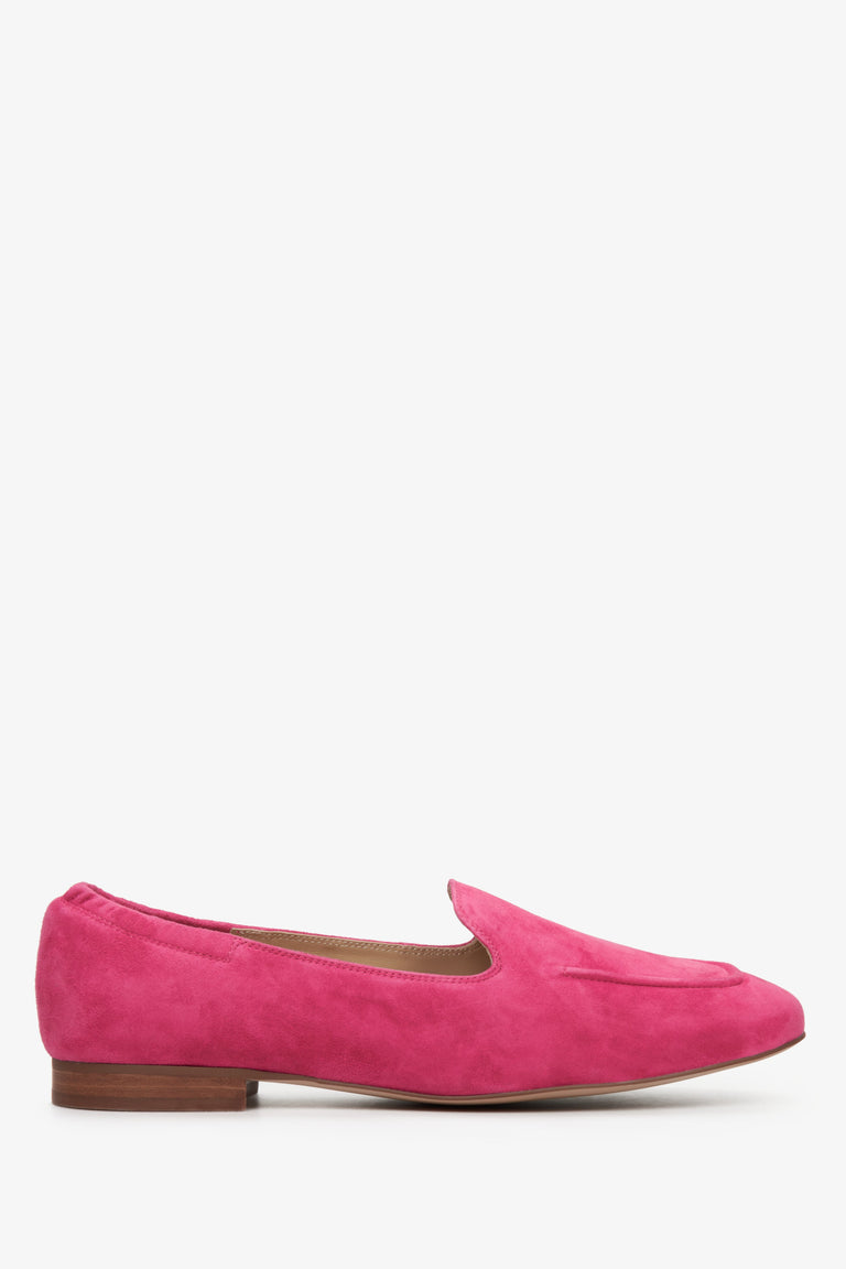 Women's Fuchsia Moccasins made of Genuine Velour Estro ER00112785.