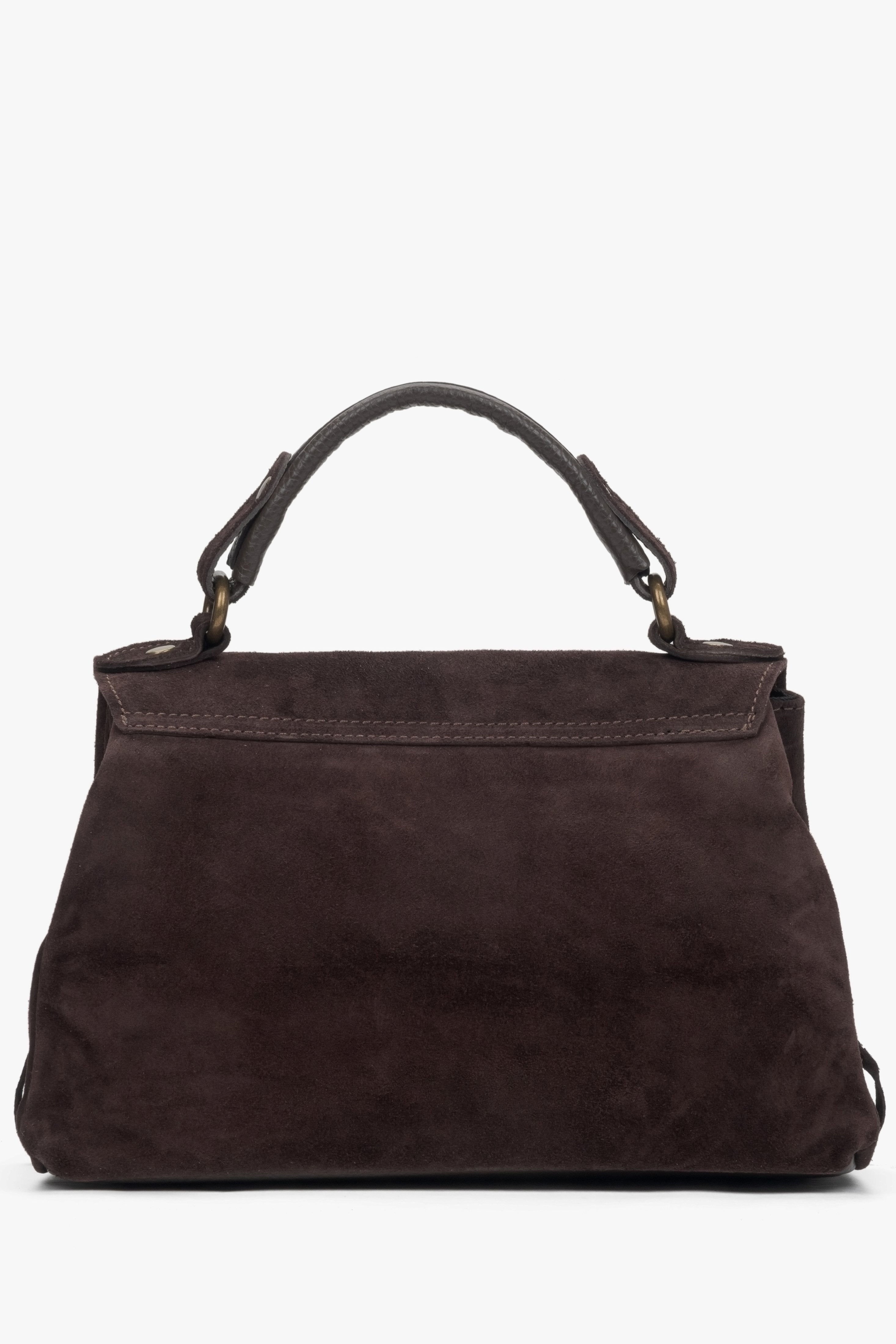Women's velour handbag with fringes in dark brown – estro.