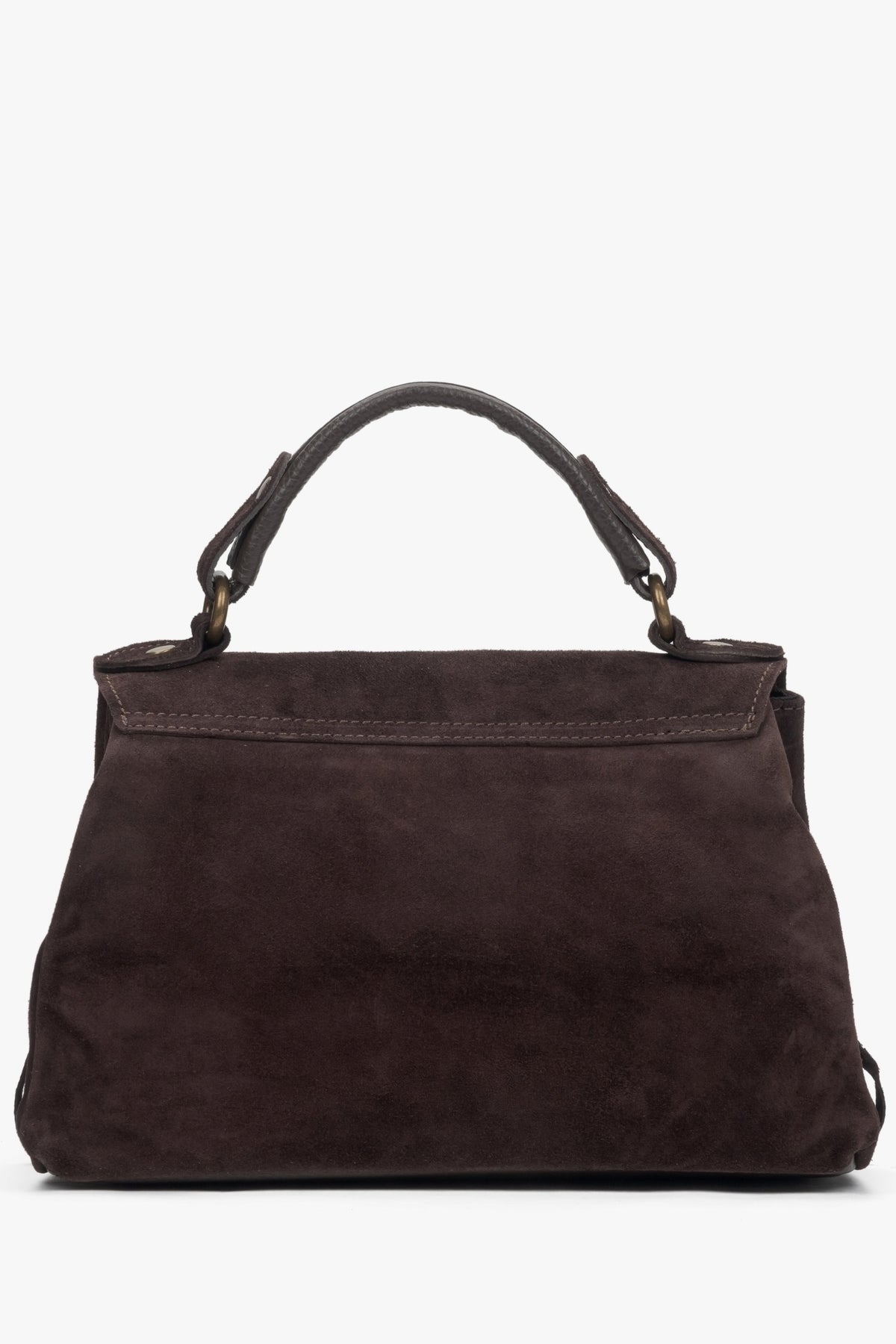 Women's velour handbag with fringes in dark brown – estro.