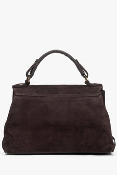 Women's velour handbag with fringes in dark brown – estro.