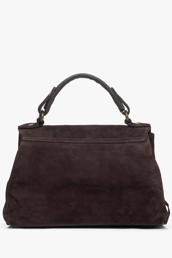 Women's velour handbag with fringes in dark brown – estro.