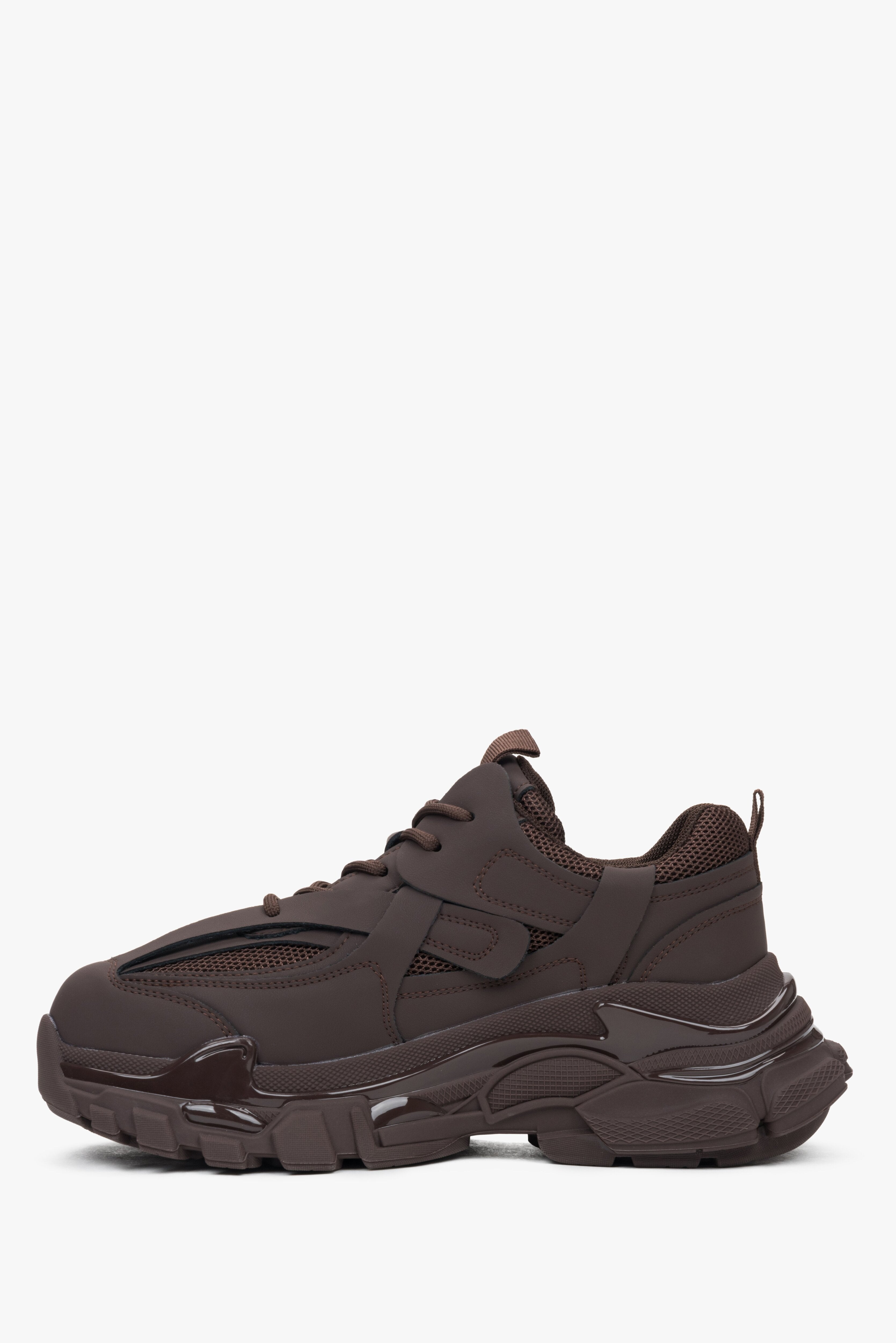 Women's dark brown sneakers with a thick sole ES8; suitable for spring and autumn.
