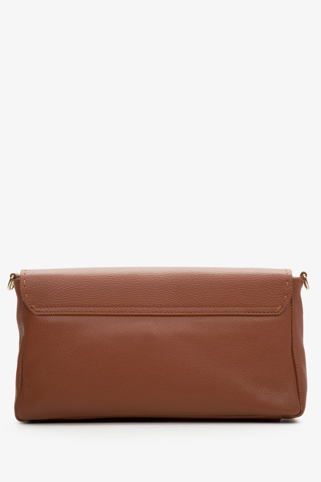 Women's small brown handbag made of genuine leather by Estro - back view.