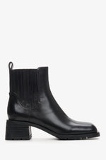 Women's Low-Heeled Chelsea Boots in Black Leather Estro ER00114139