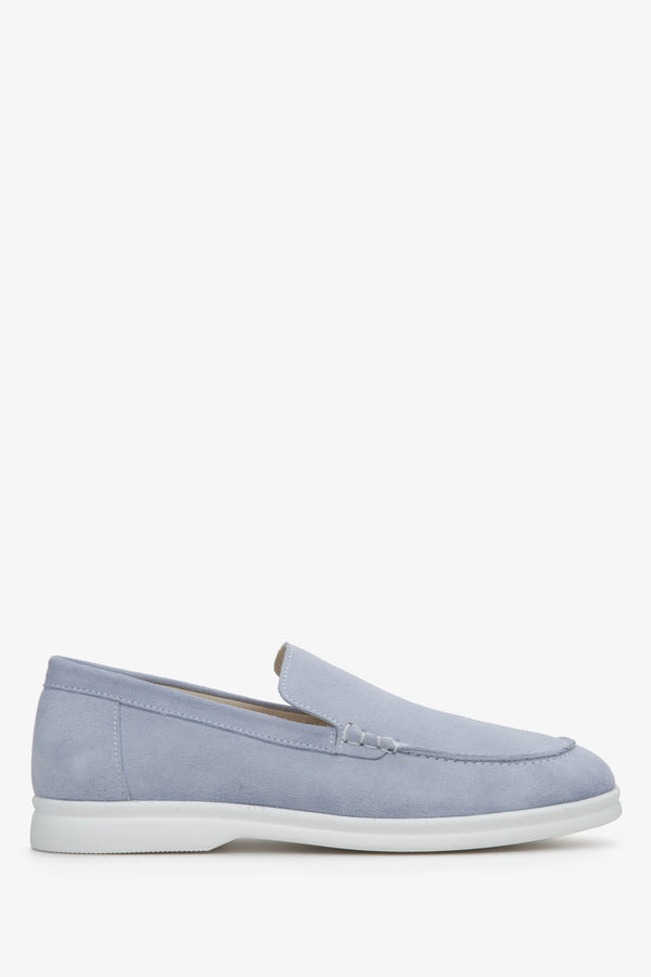 Women's Light Blue Suede Loafers Estro ER00112381