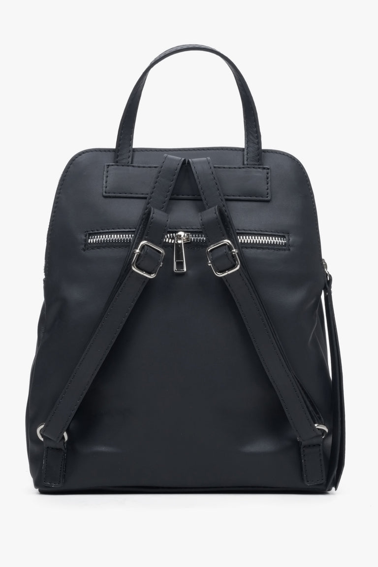 Women's black leather backpack by Estro.