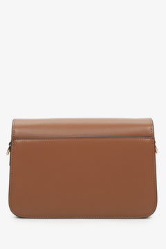 Women's brown handbag with a golden chain Estro - back view.